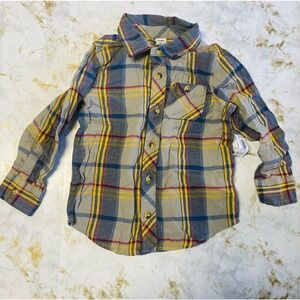 NWT Old Navy BUTTON DOWN PLAID SHIRT 4T Yellow & Blue
